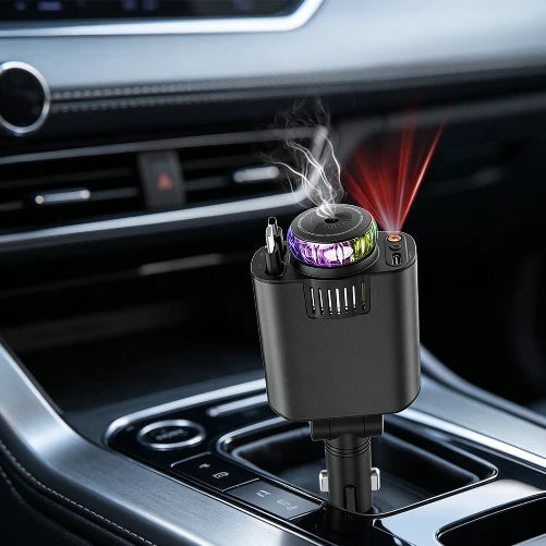 Cargador de Carro 4en1 Retráctil — Carga Rápida 45W + Aromaterapia + Luz Estelar