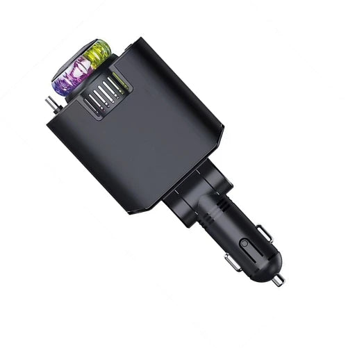 Cargador de Carro 4en1 Retráctil — Carga Rápida 45W + Aromaterapia + Luz Estelar